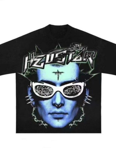 Hellstar Studio Magic Glasses Forehead Jesus Cross Portrait Print tee