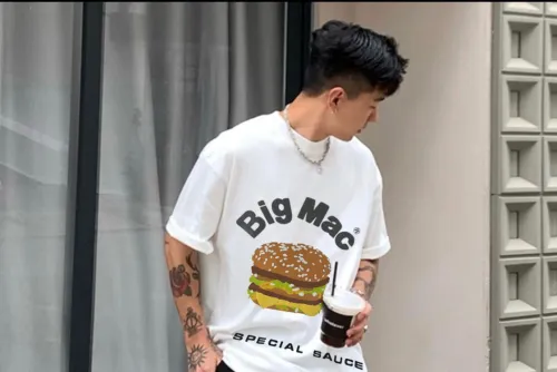 Cartoon burger villain foam short sleeve tee 5 colors