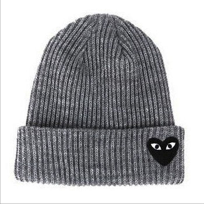 Cdg Play Acrylic Heart Pattern Wool Hat 9 Colors