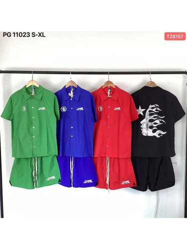 Hellstar Studio Large logo on the back vintage casual shirt & shorts set 4 colors