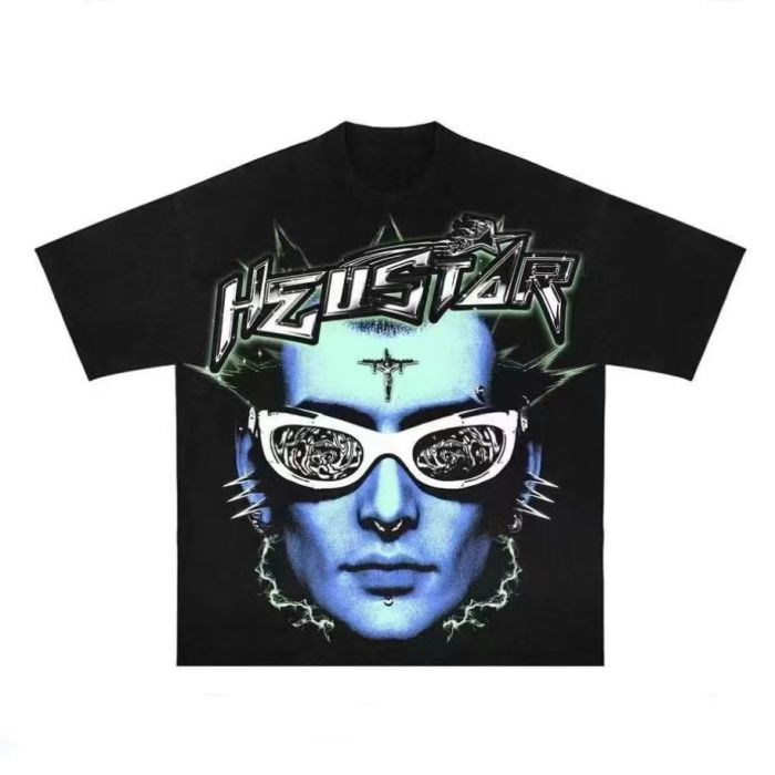 Hellstar Studio Magic Glasses Forehead Jesus Cross Portrait Print tee