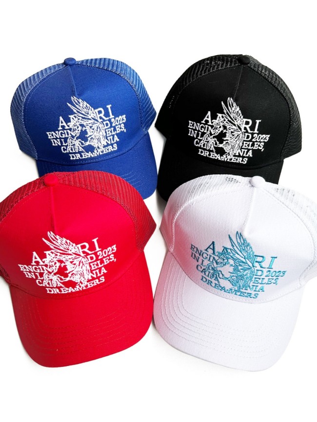 Amiri Pegasus Slogan Embroidered Mesh Duck Cap 4 colors