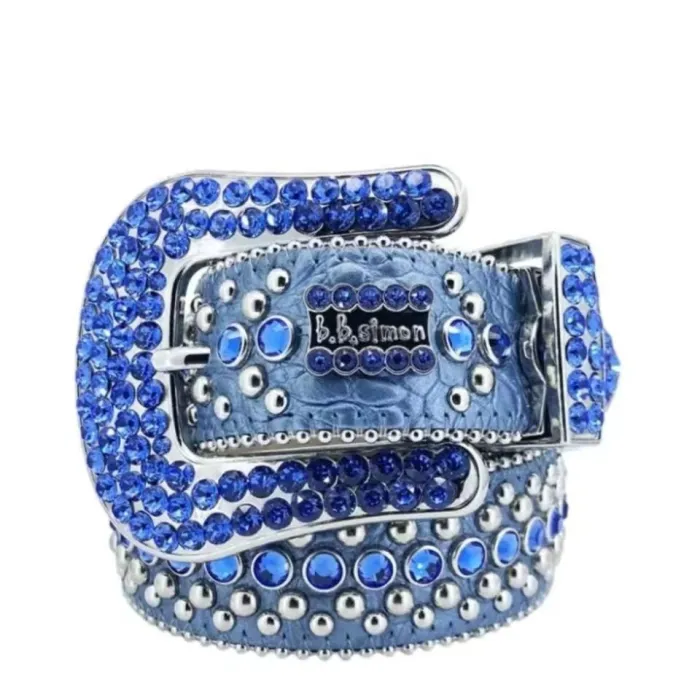 Two-color rhinestone studded belt
