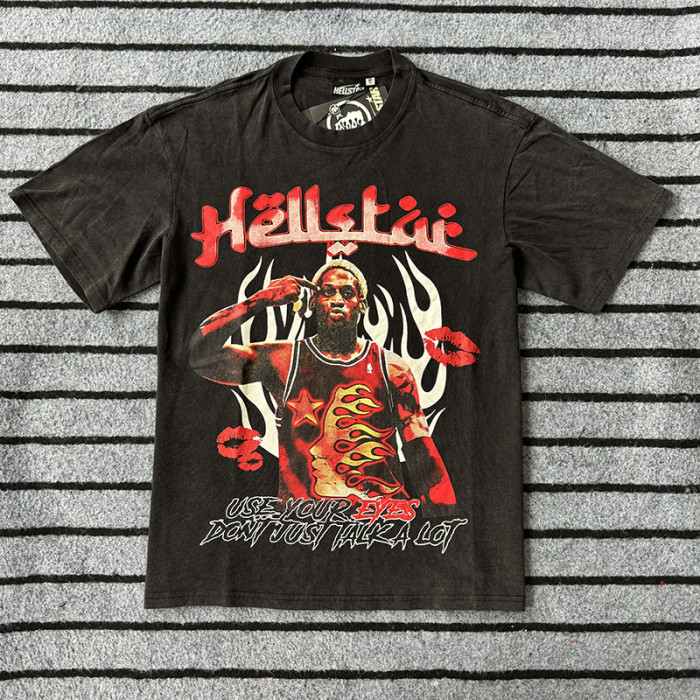 Hellstar Studio The Worm Rodman Dazzle Logo Print Washed Tee