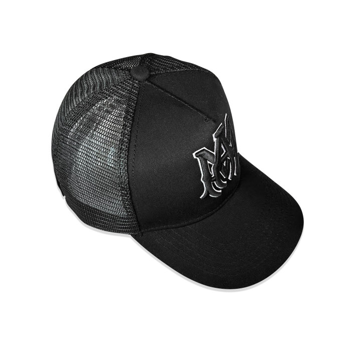 Amiri White Wrap AM Logo Embroidered Mesh Duck Cap