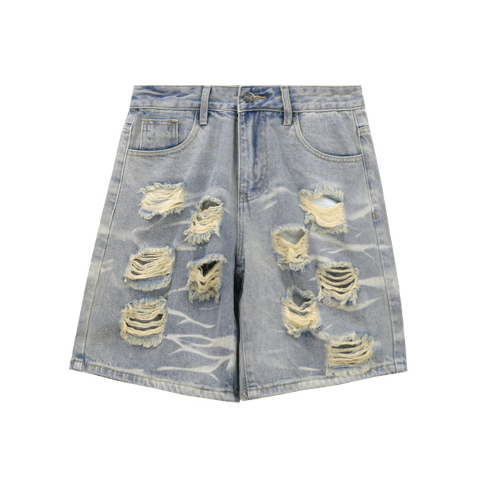Hellstar Studio High street vintage ripped back logo print denim shorts