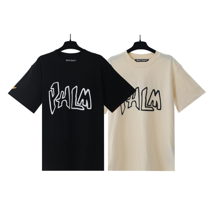 Palm angels Cartoon Letter Back Burning Flame Print tee 2 colors