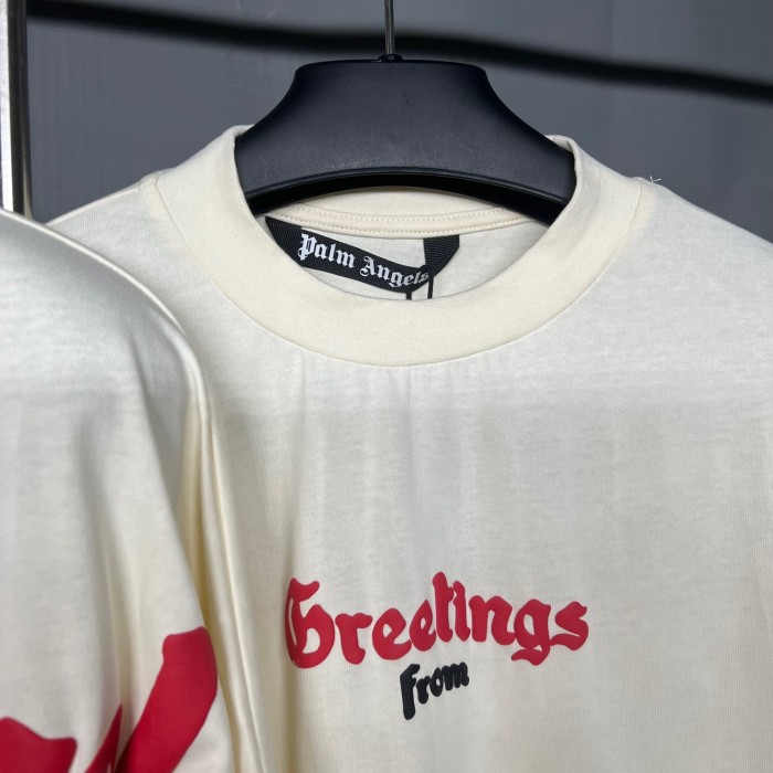 Palm angels Foamed red big letter short sleeve