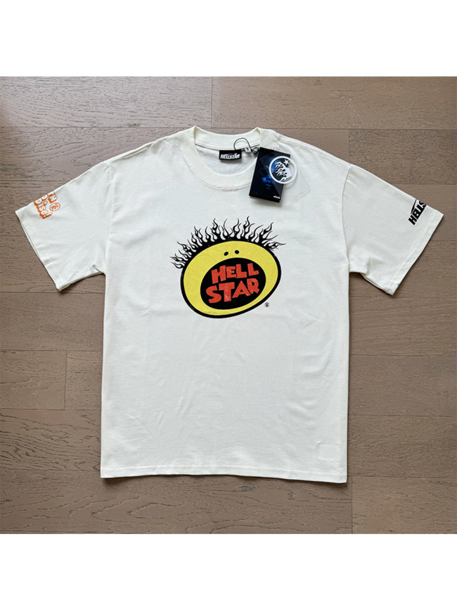 Hellstar Studio Cute Egg Yolk Smiley Face Back Doodle Oil Painting Tee