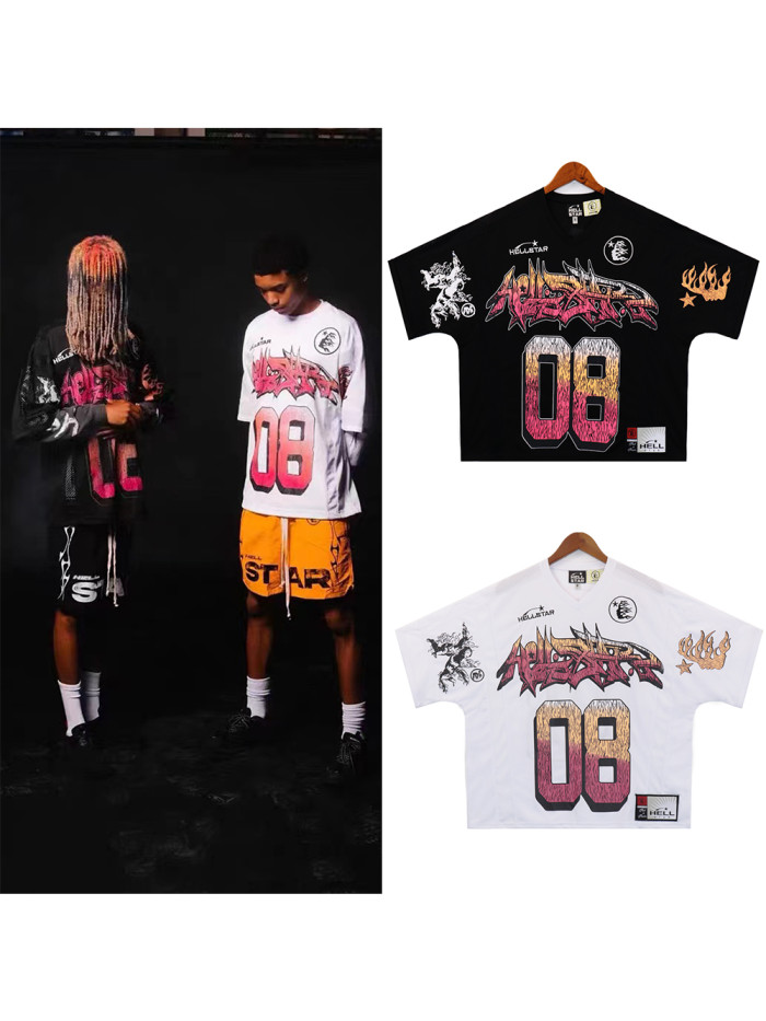 Hellstar Studio Gradient number 08 logo print Tee 2 colors