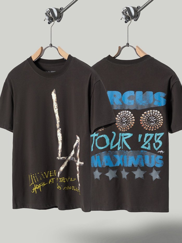 Travis Scott Creative Tree Branch Skull Flower Digital Print Tee