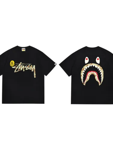Co-branded Camouflage Shark Bubble Print Tee