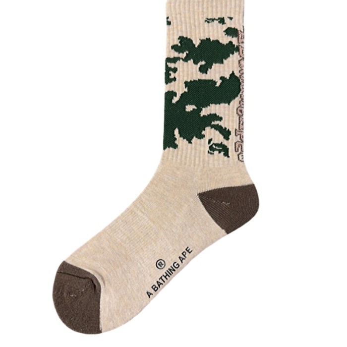 A Bathing Ape Monogrammed Jacquard Forest Camouflage Pattern Socks 3 colors