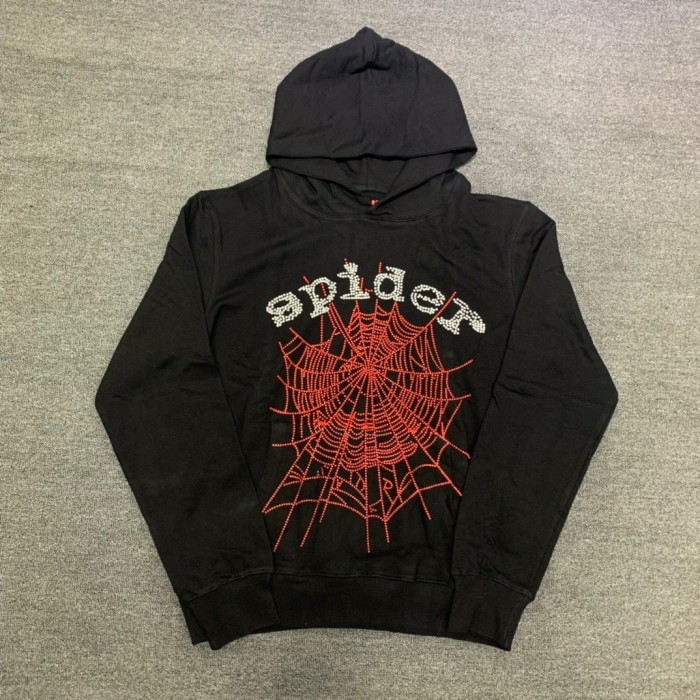 Young Thug-Sp5der Young Thug Sp5der-Shimmering cobweb hoodieBlack&White