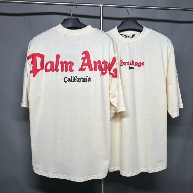 Palm angels Foamed red big letter short sleeve