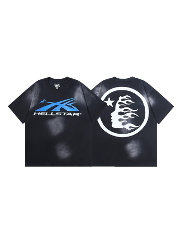 Hellstar Studio Blue and White Gradient Gel Sport Logo Washed Tee