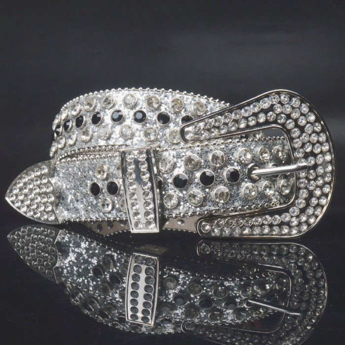 Hip hop style crystal belt gold silver-