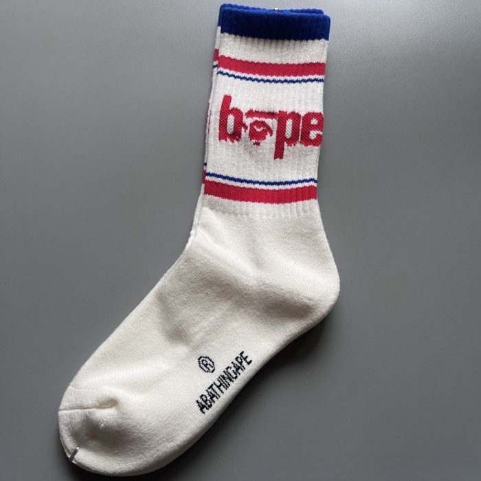 A Bathing Ape Ape Head Double Bar Striped Monogrammed Athletic Socks 10 colors