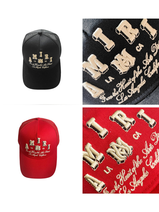 Amiri Cubic Apricot Embroidered Letter Mesh Duck Cap 2 colors