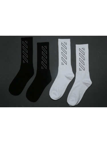 Geometric hollowed-out warning line movement mid-tube socks 2 colors