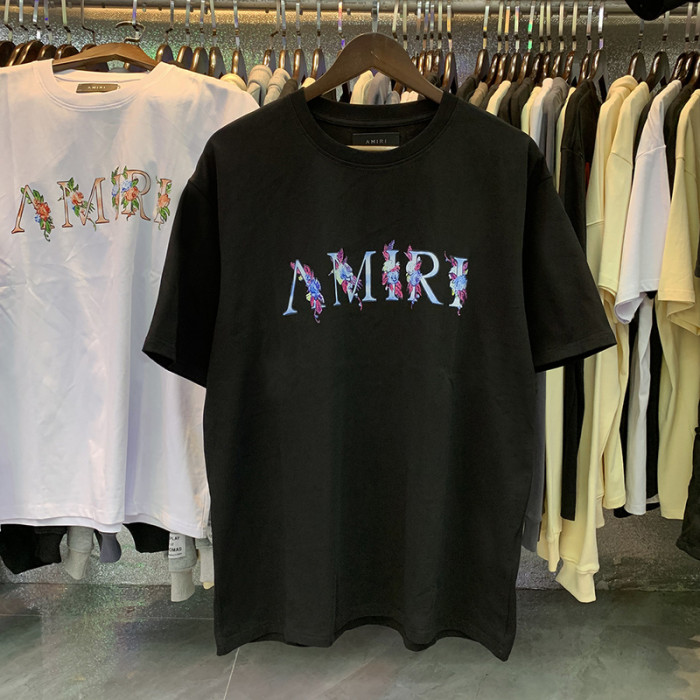 Amiri Gradient Alphabet Floral Letter Print Tee 2 colors