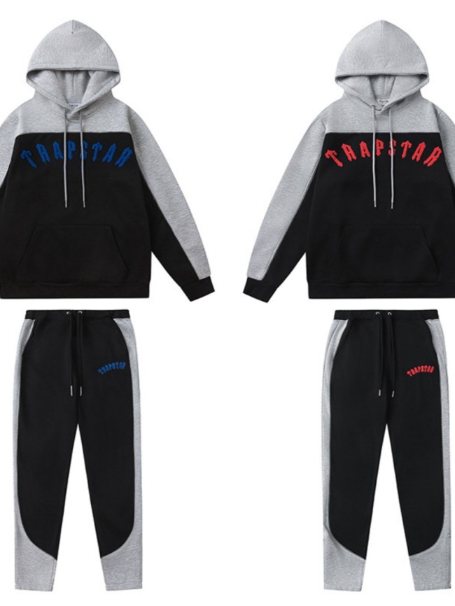 Trapstar Sale Now! Monogrammed Embroidered Colorblocked Sweatshirt and Sweatpants Set