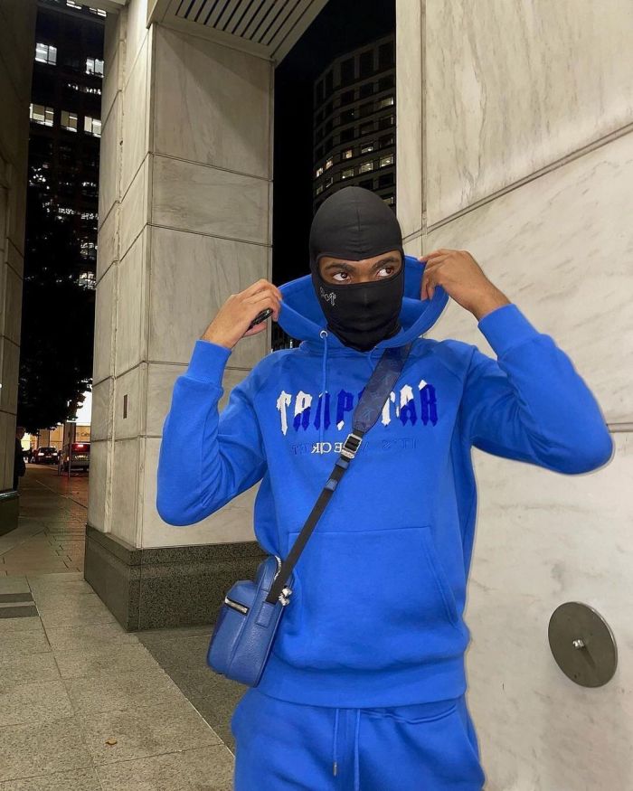 Trapstar Sale Now! Blue and Green Gradient Letter Towel Embroidered Hooded Sweatpants 2 colors