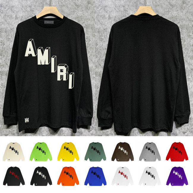 Amiri Stereo Alphanumeric Print Long Sleeve T-Shirt 25 colors