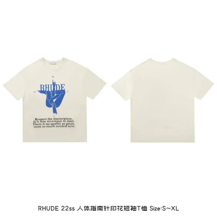 Human compass printed short-sleeved T-shirt