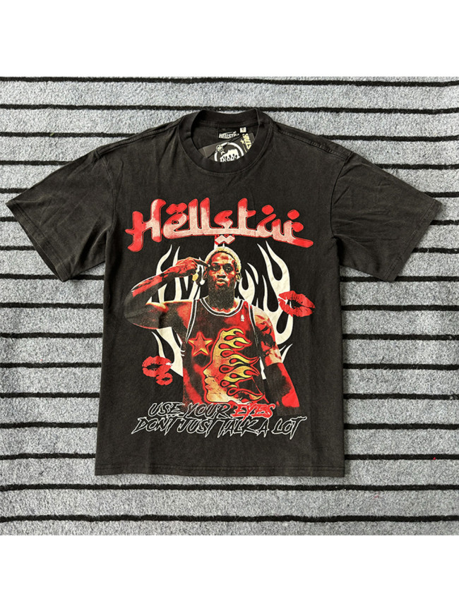 Hellstar Studio The Worm Rodman Dazzle Logo Print Washed Tee