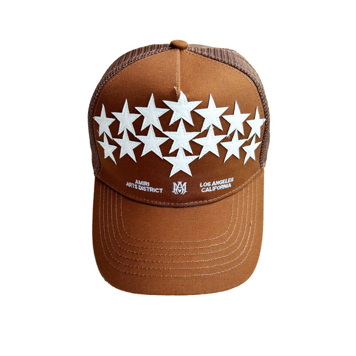 Amiri Leather Pentagram Logo Embroidered Duck Cap