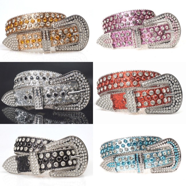 Hip hop style crystal belt gold silver-