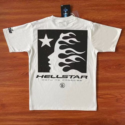 Hellstar Studio Back Side Face Goddess Large Logo Print Washed Version Tee