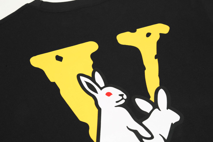 Vlone Lemon Yellow Small V White Rabbit Print tee 2 colors