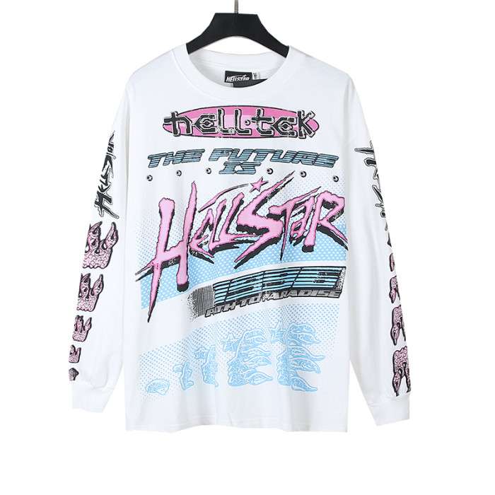 Hellstar Studio Brain Spirit Racing Letter Logo Long Sleeve T-Shirt