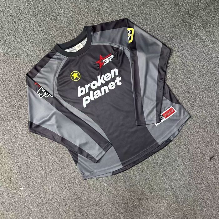 Broken Planet Mesh Colour Block Embroidered Sports Long Sleeve T-Shirt