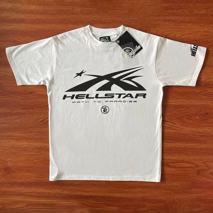 Hellstar Studio Back Side Face Goddess Large Logo Print Washed Version Tee