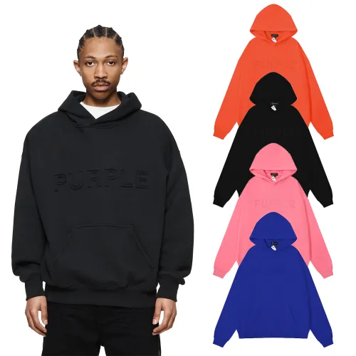 Monogrammed Same Color Embroidered Sweatshirt Hoodie 4 colors
