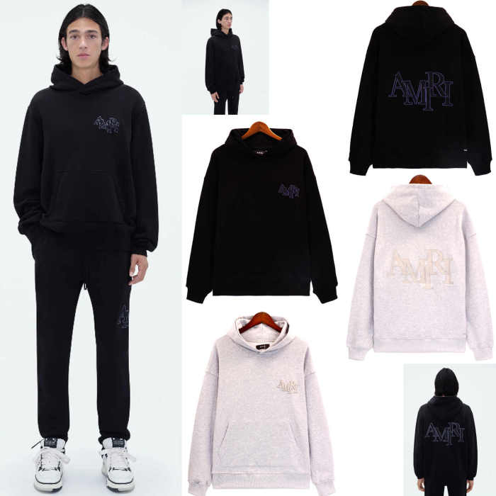 Amiri Embroidered Mismatched Letter Hoodie & Pants Set 2 colors