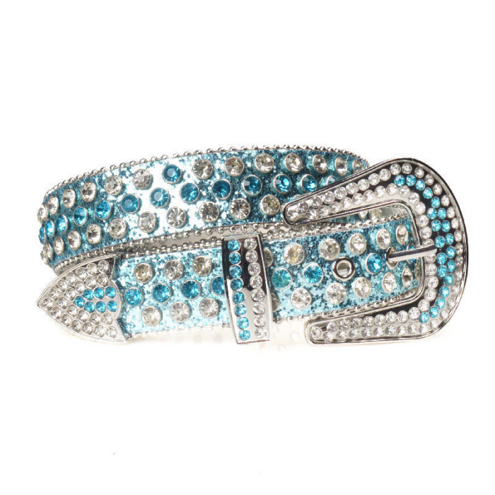 Hip hop style crystal belt gold silver-