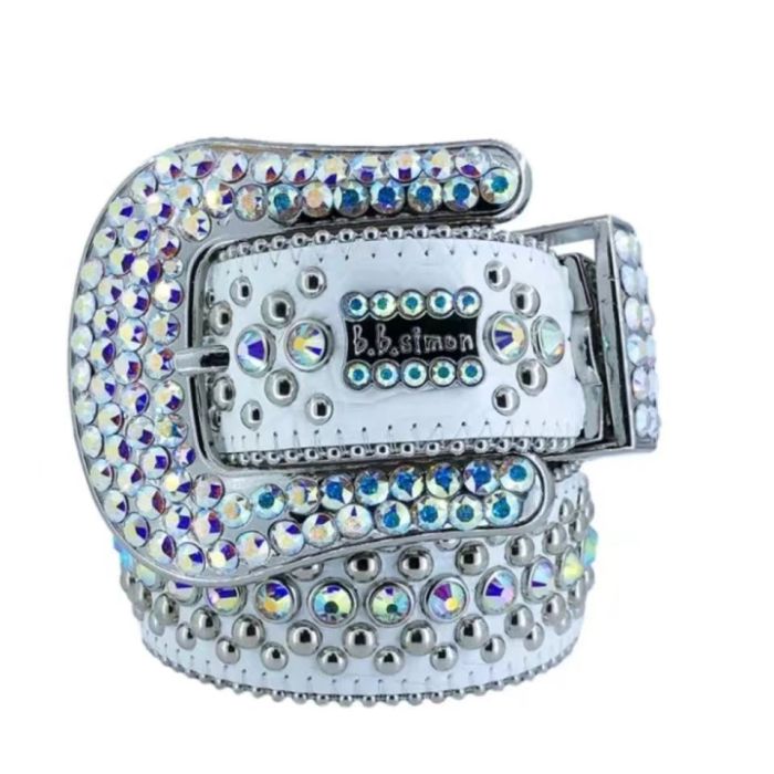 Two-color rhinestone studded belt