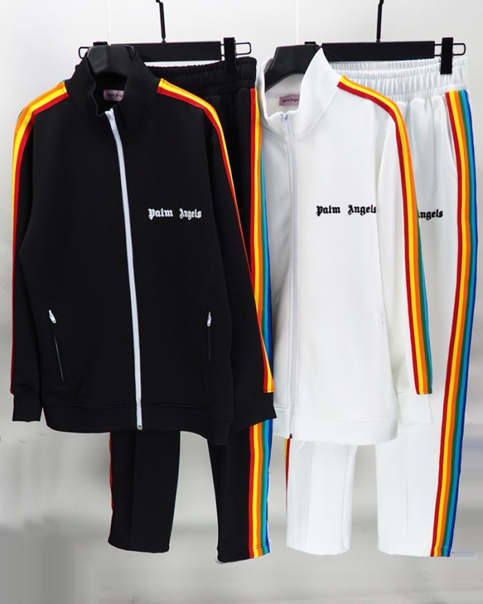 Palm angels Rainbow stripe tracksuit sport pants black & white