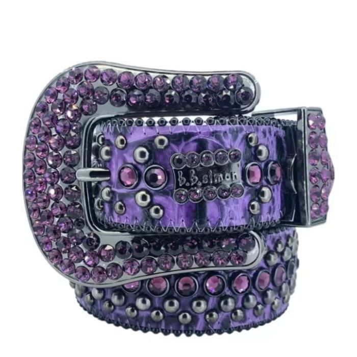 Two-color rhinestone studded belt