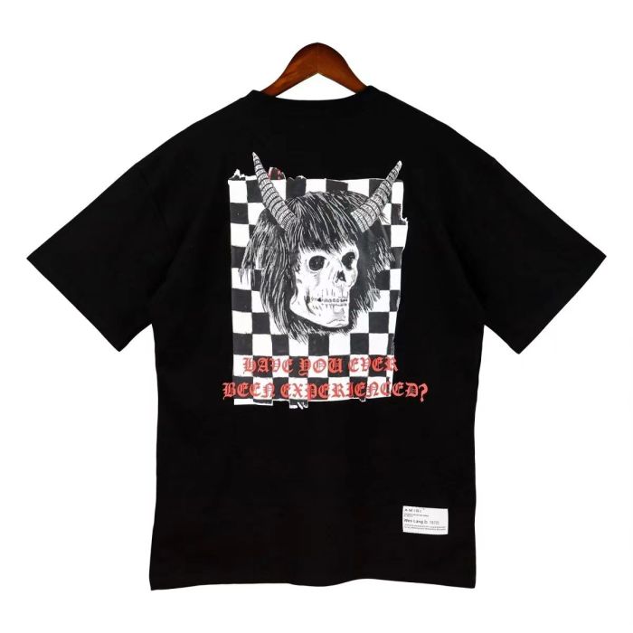 Amiri Skull Cow Head Checkerboard Vintage Letter Print Tee