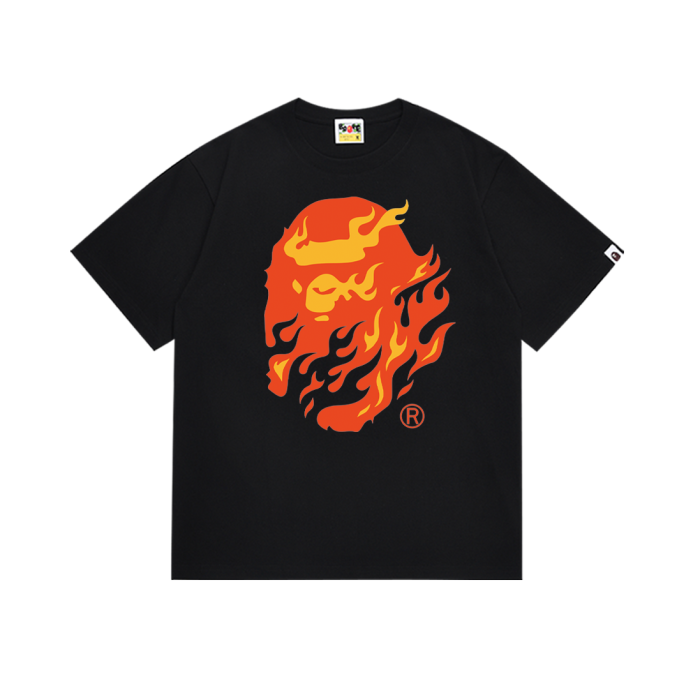 A Bathing Ape Flaming Ape Head Print Tee 2 colors