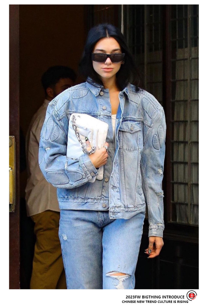 Kanye West Yeezy Armour style making old cat whiskers torn denim Jacket Kanye West YZY