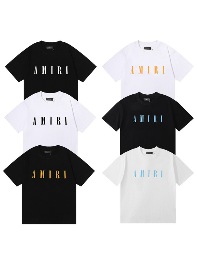 Amiri Simple style monogrammed logo print Tee 6 colors