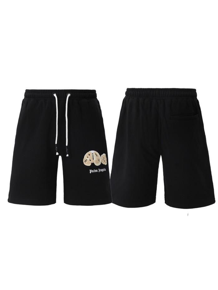 Palm angels Flocked Broken Bear Letter Print Shorts