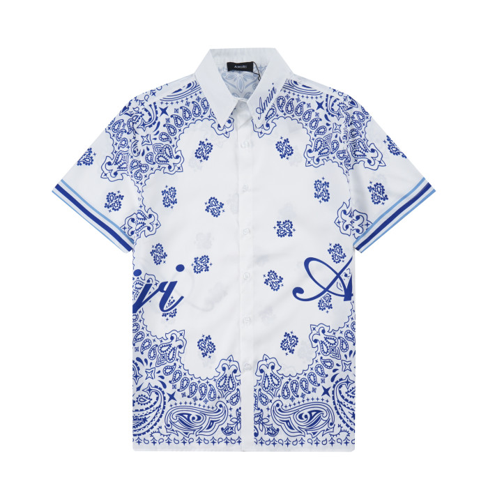 Amiri Classic Floral Colorblocking Couple's Printed Shirt 2 colors