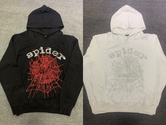 Young Thug-Sp5der Young Thug Sp5der-Shimmering cobweb hoodieBlack&White